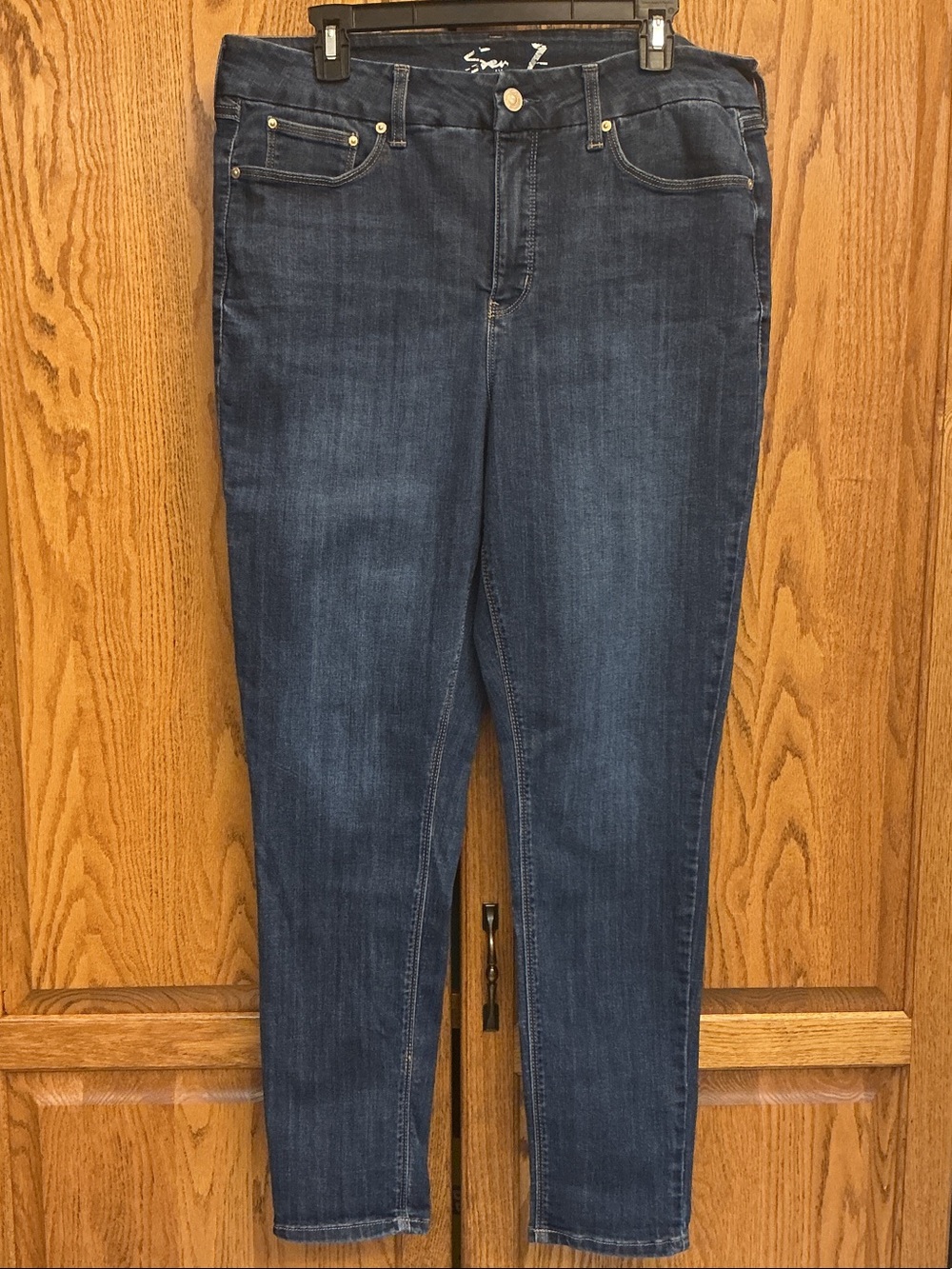 Skinny Dark Blue Stretch Jeans for Women Size 16